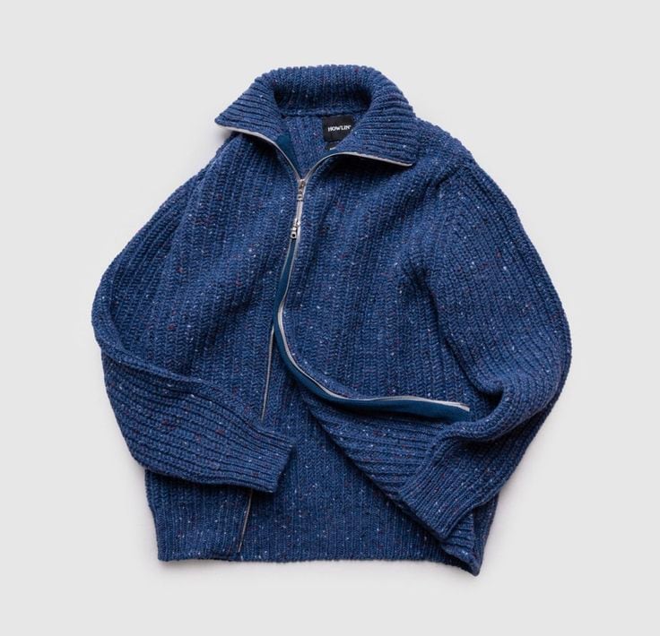 Grain zip knit, lambswool half-zip